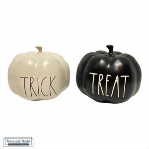 Rae Dunn TRICK TREAT Black & White Small Pumpkins